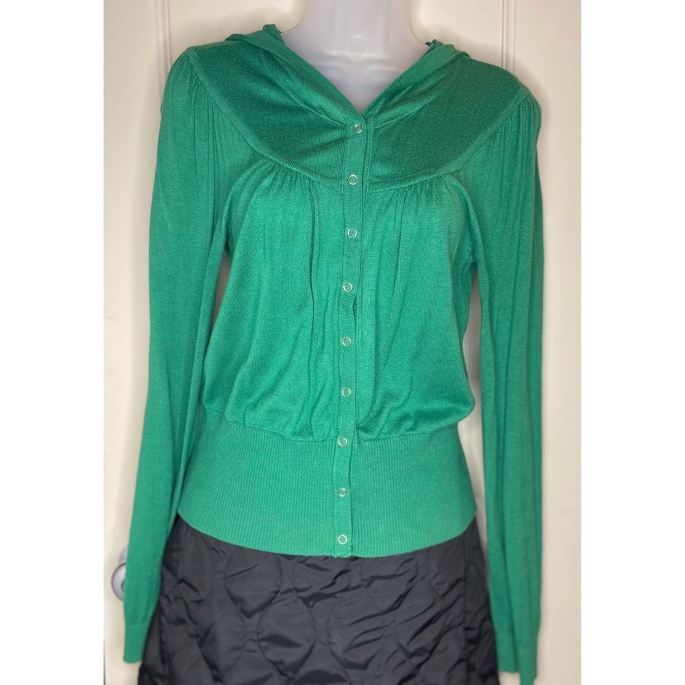 DESIGN HISTORY Cardigan SZ L Junior Green Soft Lightweight